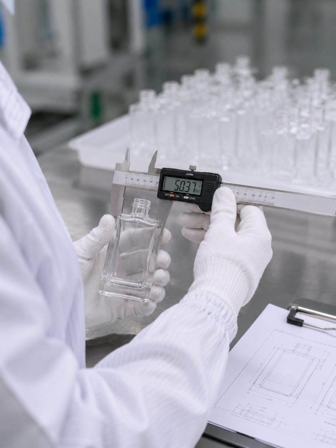 Quality check for cosmetic glass bottle
