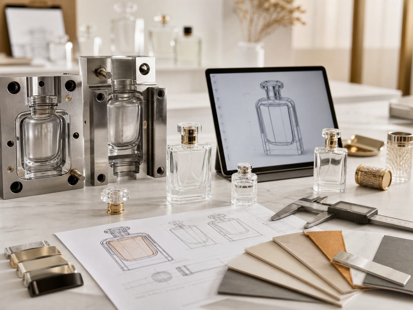 Bottle mold development 3D drawing and sample review